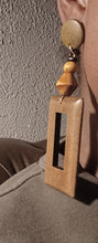 Load image into Gallery viewer, Handmade boho carved wood clip on earrings
