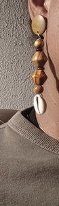 Handmade wood bead boho clip on earrings