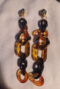Mixed media handmade Acrylic Chain Clip On earrings