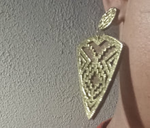 Load image into Gallery viewer, Handmade boho southwestern wood clip on earrings
