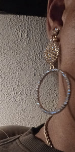 Handmade rhinestone clip in hoops