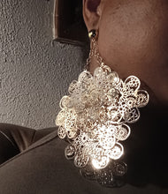 Load image into Gallery viewer, Giant Handmade daisy chandelier clip on earrings
