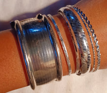 Load image into Gallery viewer, Set of 10 Chunky silver boho Bangles
