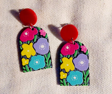 Load image into Gallery viewer, Clip on Pop art small  spring themed earrings
