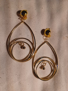 Gold metal multi hoop clip on earrings