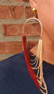 Glam long chain clip on earrings