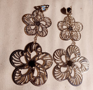 Handmade Hammered Metal Daisy Clip On Earrings