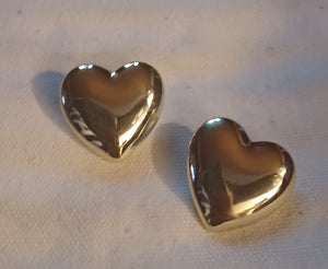 Large gold acrylic clip on heart studs