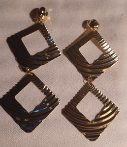 Handmade Hammered square clip on earrings