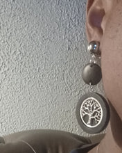 Load image into Gallery viewer, Handmade wooden tree of life clip on earrings
