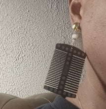 Load image into Gallery viewer, Clip on wooden afro comb earrings
