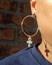 Load image into Gallery viewer, Handmade rhinestone Ankh Clip on hoops
