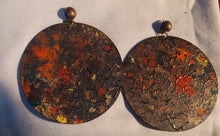 Load image into Gallery viewer, Large Abstract handpainted Conquistadora wooden clip on earrings
