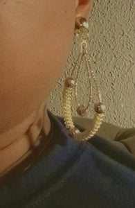 Gold metal mesh clip on hoops