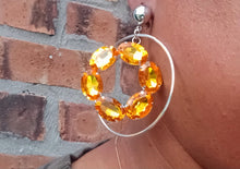 Load image into Gallery viewer, Handmade rhinestone clip on hoops
