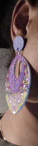 Colorful festival wood clip on earrings