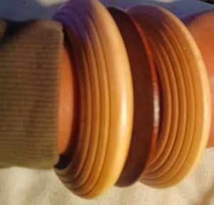 Vintage Chunky Wooden Bangle Set