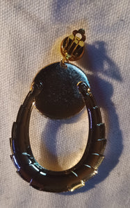 Rhinestone bamboo clip on earrings