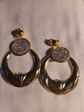 Load image into Gallery viewer, Rare hollow rhinestone clip on bamboo hoops
