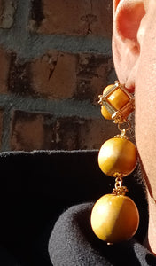 Chunky boho wooden ball bead earrings
