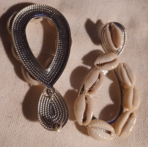 Handmade cowrie shell hoops