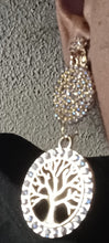 Load image into Gallery viewer, Gold rhinestone tree of life clip on earrings

