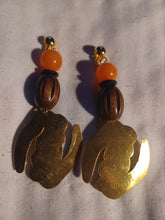 Load image into Gallery viewer, Handmade brass gye nyame clip on earrings
