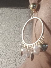 Load image into Gallery viewer, Glam girl heart and pearl charm hoops
