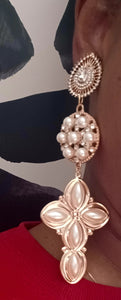 Handmade Glam Madonna cross clip on earrings