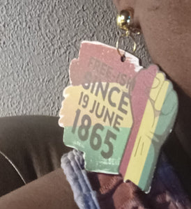 Clip on Wooden Juneteenth earrings