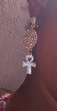 Load image into Gallery viewer, Handmade Clip on rhinestone ankh earrings
