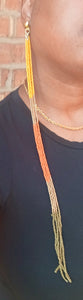 Hand beaded 16 inch bead strands long clip on earrings