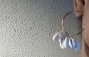 Small Handmade cowrie shell hoops