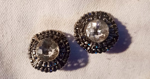 Chunky avant garde rhinestone clip on studs