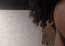 Load image into Gallery viewer, Adinkra symbol Afro pick Earrings
