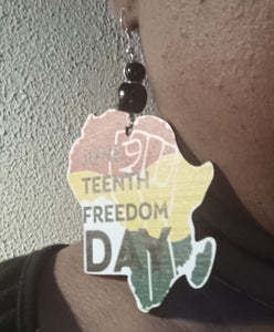 Handmade Wooden Juneteenth Earrings