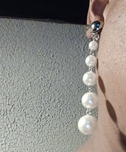 Chunky faux pearl necklace and clip on earrings set