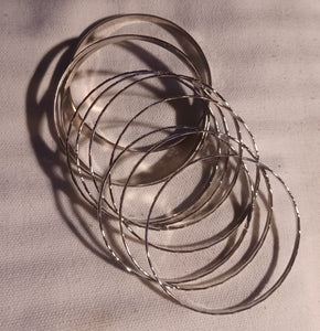 Set of 15 silver metal boho bangles