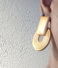 Load image into Gallery viewer, Chunky minimalist Wooden hoop clip on earrings
