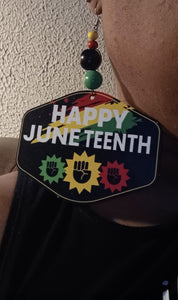 Handmade Wooden Juneteenth Earrings