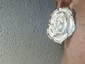 Vintage clip on giant acrylic rose earrings