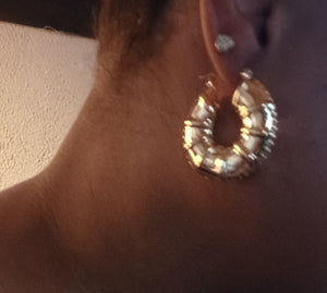 Chunky small Bamboo Hoop Earrings