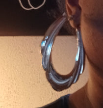 Load image into Gallery viewer, Classic Bamboo Hoop Earrings Silver metal
