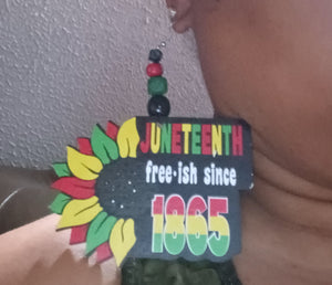 Handmade Wooden Juneteenth Earrings