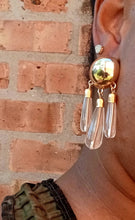 Load image into Gallery viewer, Chunky clear lucite and and gold ball earrings
