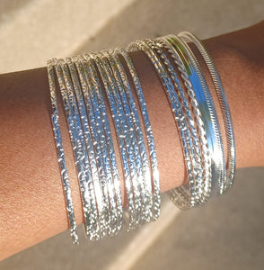 Set of 20 boho Silver metal bangles