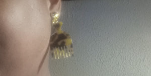 Unique acrylic afro pick earrings