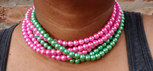 Load image into Gallery viewer, Pink and green faux pearl set of 5
