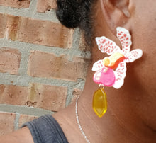 Load image into Gallery viewer, Abstract pop art acrylic flower clip on earrings
