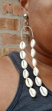 Load image into Gallery viewer, Handmade double strand cowrie clip on earrings
